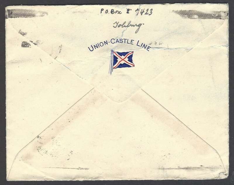 Union postal history: 1937 Scarce Union Castle Line cover JOHANNESBURG/YOKOHAMA, JAPAN. See below.