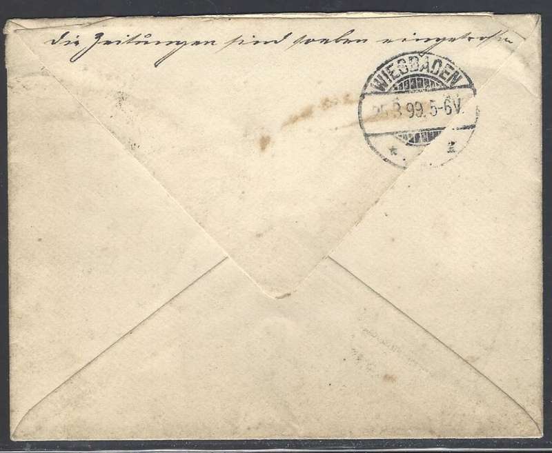 Cape Maritime Mail: 1899 "R.M.S. Briton" cover from Port Elizabeth to Wiesbaden, Germany. See below.
