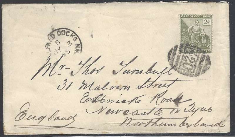 Cape Maritime Mail: 1895 Rare proving cover ALFRED DOCKS & BONC 420. See below.
