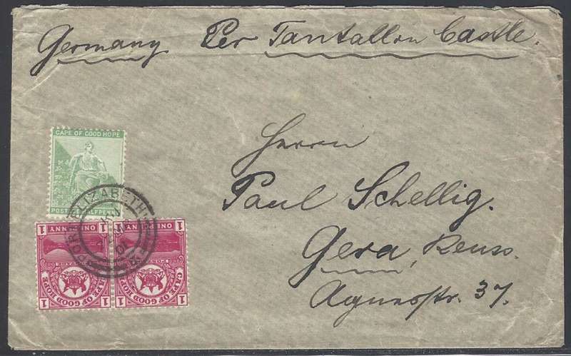 Cape Maritime Mail: 1901 Rare "R.M.S. Tantallon Castle" cover P.E./Germany lost off Robben Island.