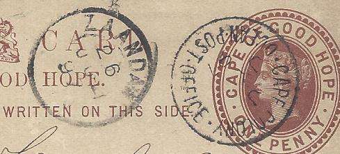 Cape Ocean PO: Rare 1897 "R.M.S. Moor" card with one of EARLIEST cds to Zandam, Holland. See below.