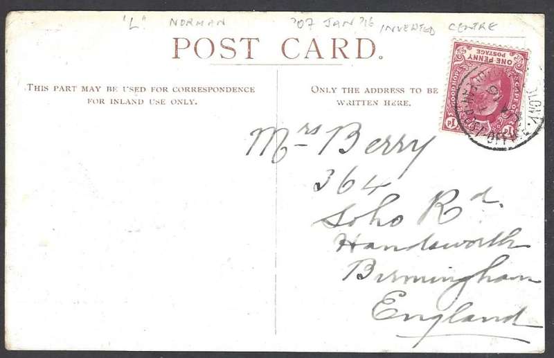 Cape Ocean PO: 1907 "RMS Norman" card with INVERTED DATE to England. See below.