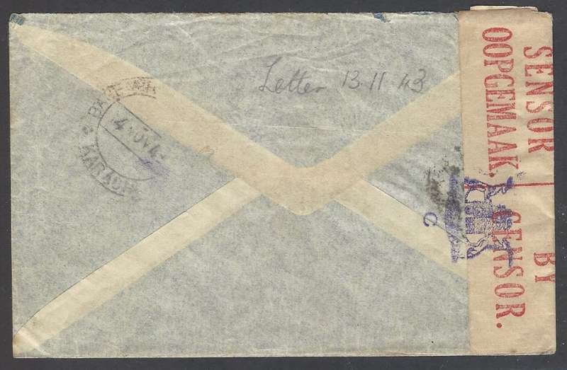 Union Paquebot: 1943 censored cover to Durban. See below.