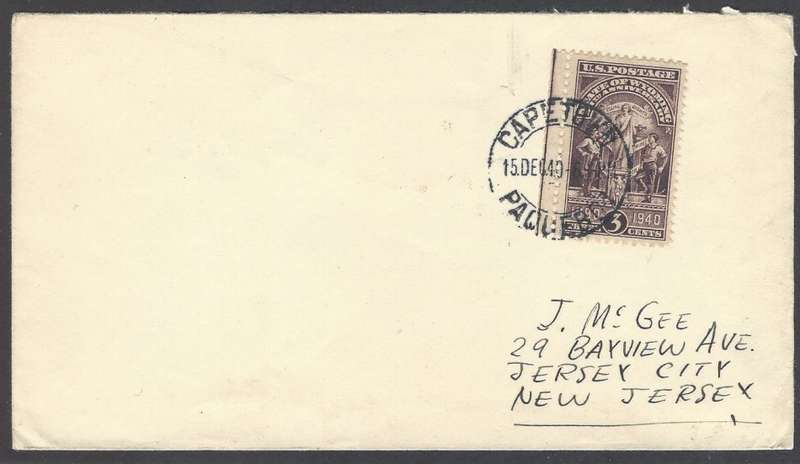 Union Paquebot: 1940 cover from Cape Town to New Jersey, USA. See below.