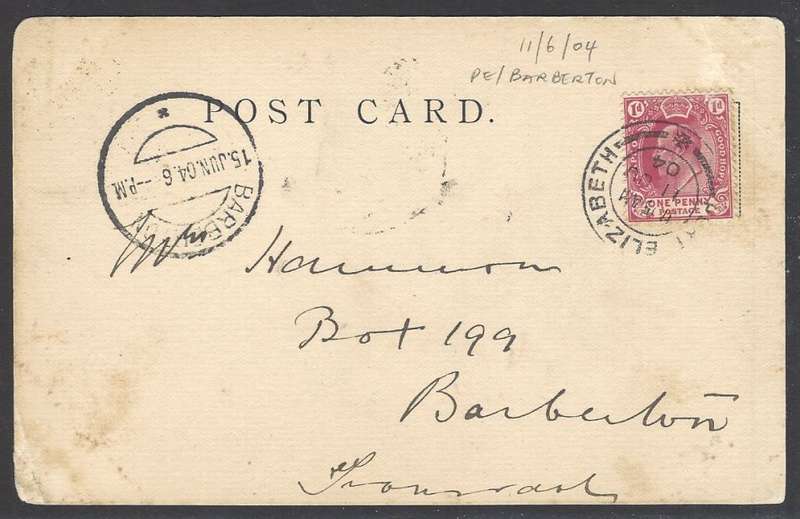 Cape 1904 Historic R.M.S. "Kildonan Castle" postcard from Port Elizabeth to Barberton. See below.