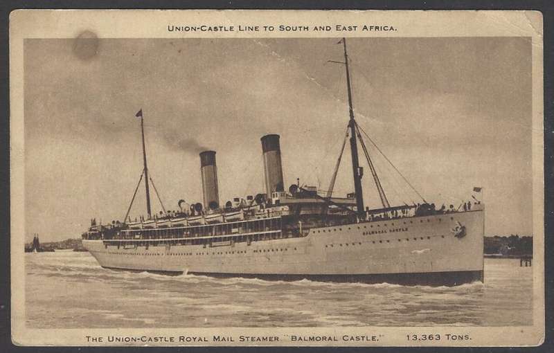 Cape 1900's Unused R.M.S. "Balmoral Castle" postcard. See below.