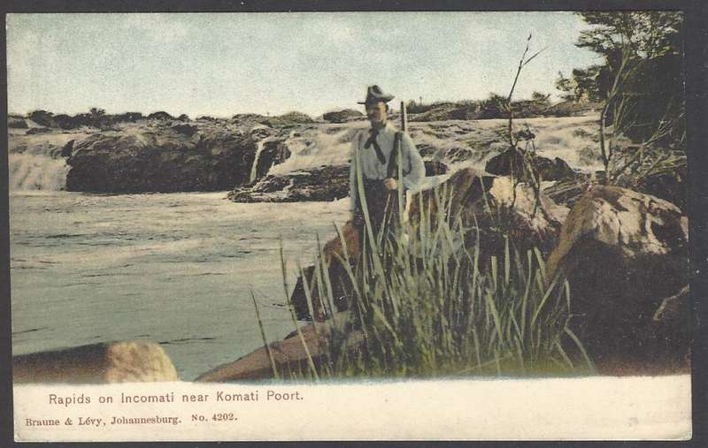 Transvaal 1900's unused postcard of Rapids on Incomati River near Komati Poort. See below.