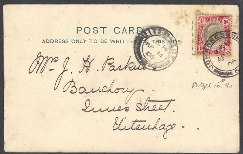 Transvaal: 1905 postcard JOHANNESBURG (counter) No. 5 (Putzel 90) to Uitenhage. See below.