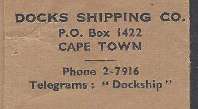 Union PAQUEBOT cover from DOCKS SHIPPING CO, Cape Town to MOSSEL BAY. See below.