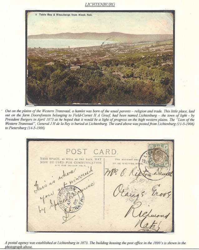 Transvaal Postal Agencies/Post Offices: LICHTENBURG - 2 cards. See below.