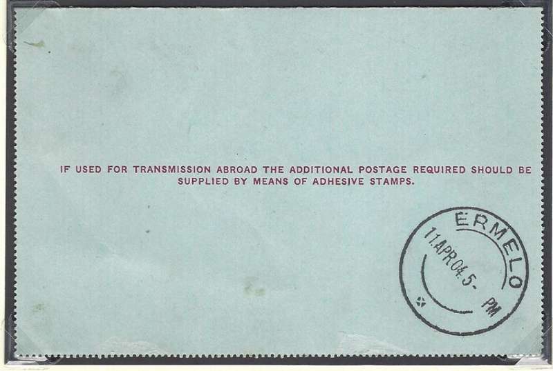 Transvaal Postal Agencies/Post Offices: MORGENZON. See below.