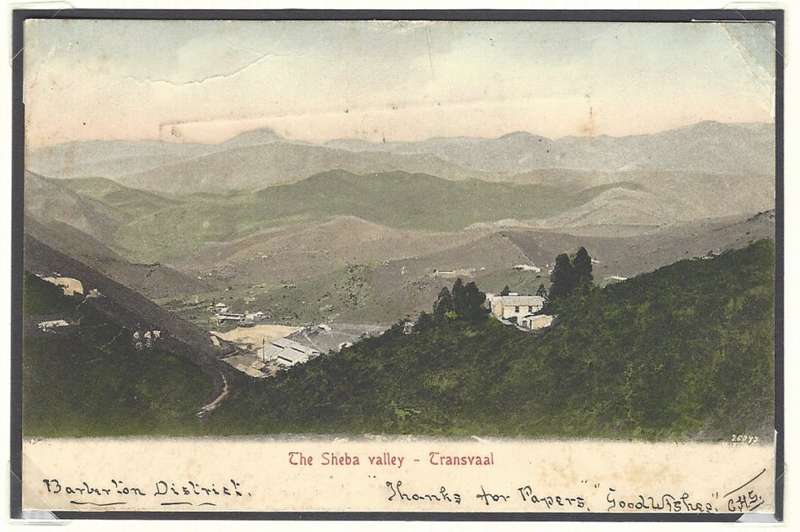 Transvaal: Scarce 1906 SHEBA VALLEY postcard with "POSTED TOO LATE" CACHET".  See below