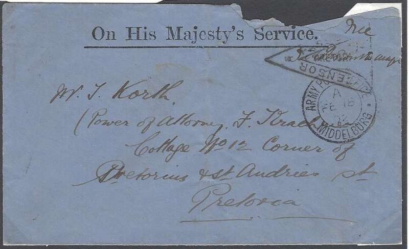 Boer War: 1902 censored cover Lydenburg/Middelburg APO/Pretoria APO/Pretoria. See below.