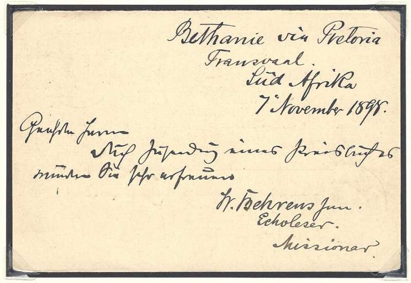 Transvaal Postal Agencies/Post Offices: BETHANIE. See below.