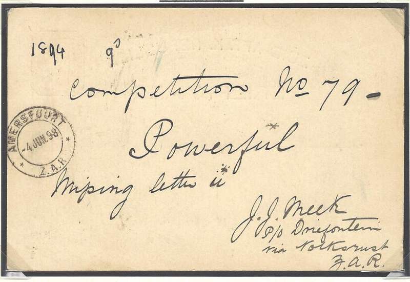 Transvaal post offices: Scarce 1898 DRIEFONTEIN postcard via AMERSFOORT, VOLKSRUST to London.