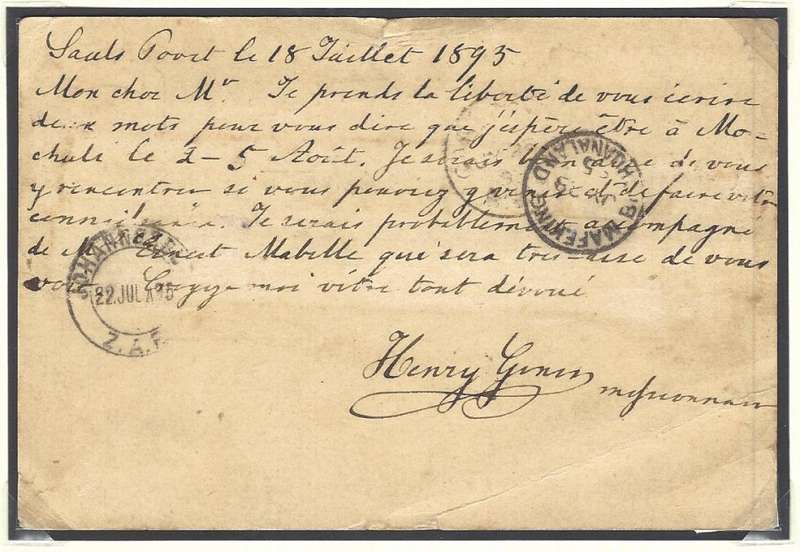 Transvaal: Scarce 1895 SAULSPOORT cds on uprated card via JHB. & MAFEKING to GABARONE. See below.