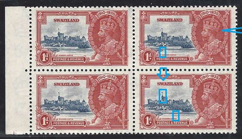 Swaziland 1935 Jubilee MNH VARIETIES: DOUBLE FLAGSTAFF & 4 others. CV R4,000++. SACC20e+. See below.