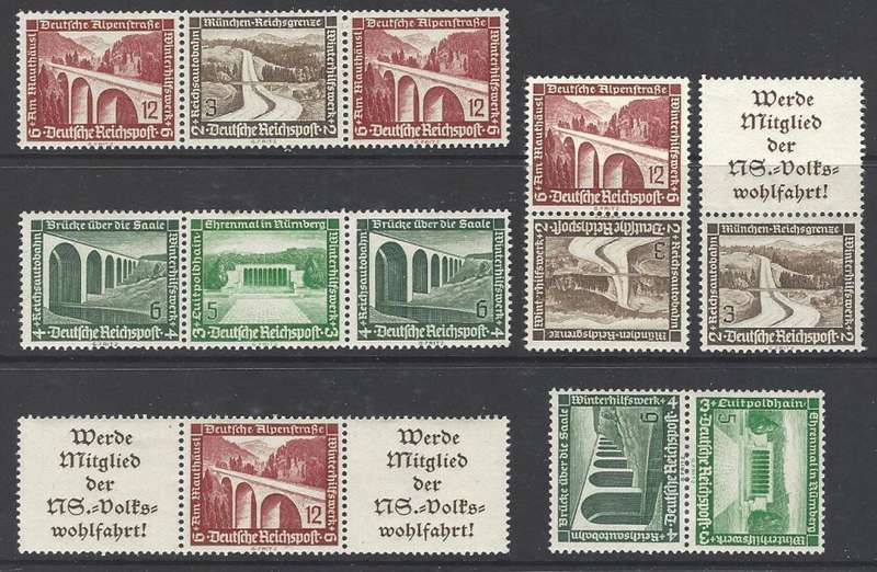 Germany 1930's Reich Se-tenant strips/pairs superb MNH/VFM. See below.