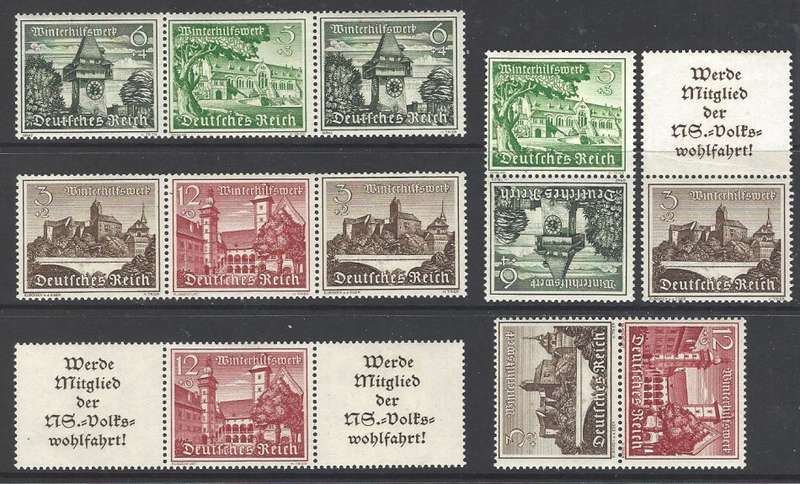 Germany 1930's Reich Se-tenant strips/pairs superb VFM/MNH. See below.
