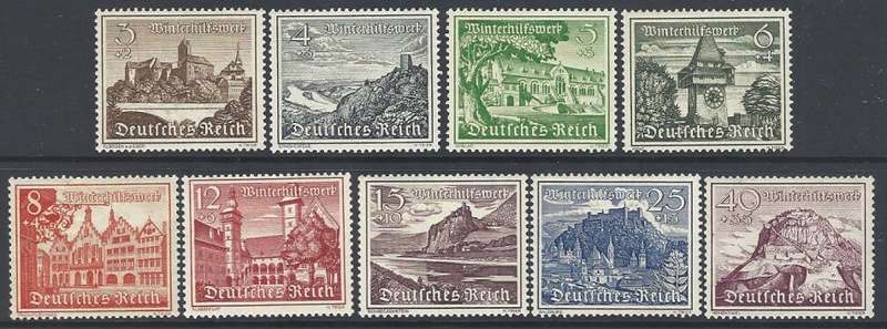 Germany 1936/9 Two Reich sets fine mint. SG 623/31, 718/26.  See below.