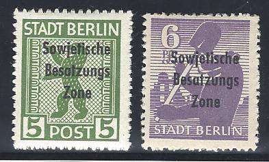 Germany (Russian Zone) 1949 mint pair with Zigzag Roulette perfs. SG RA 8,9. CV R R700+. See below.