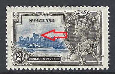 Swaziland 1935 variety EXTRA FLAGSTAFF superb mint with offset. SG 22a. CV £140+/R2800+. See below.