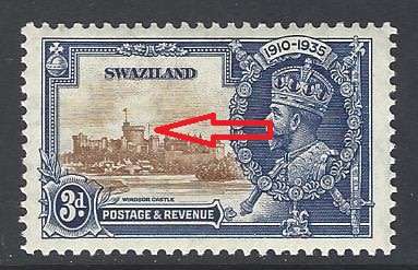 Swaziland 1935 variety EXTRA FLAGSTAFF superb mint with offset. SG 23a. CV £110+/R2200+. See below.