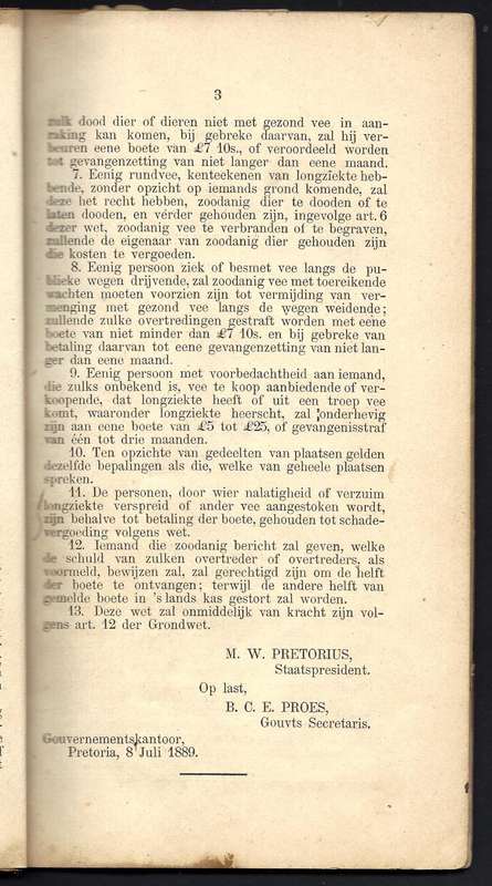 ZAR Rare 1889 Historic Grondwet publication with multiple Laws belonging to Barberton Veldcornet.