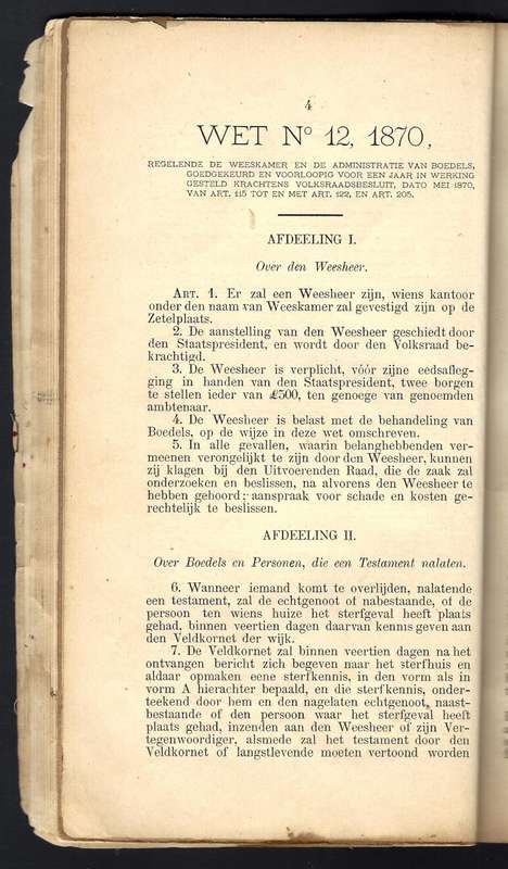 ZAR Rare 1889 Historic Grondwet publication with multiple Laws belonging to Barberton Veldcornet.