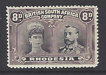 Rhodesia (BSAC) 1910/13 Double Head perf 13,5 fine mint. SG 185. CV £ 65/R 1300. See below.