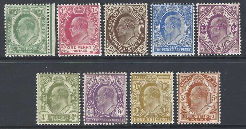 Cape 1902/4 Edward VII set of 9 superb MNH. SACC 65/78