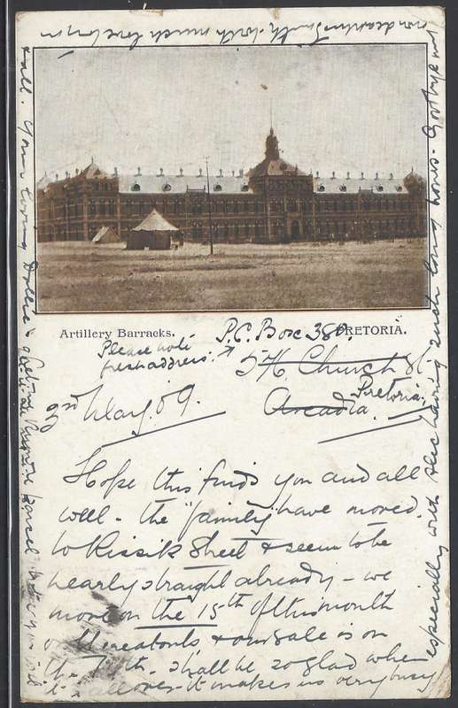 Transvaal: 1909 Historic post card & GB used in the Union. PRETORIA/HIGHBURY. See below.