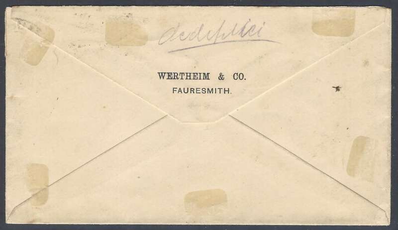 OFS: 1909 dual franking FAURESMITH / GERMANY cover. See below.