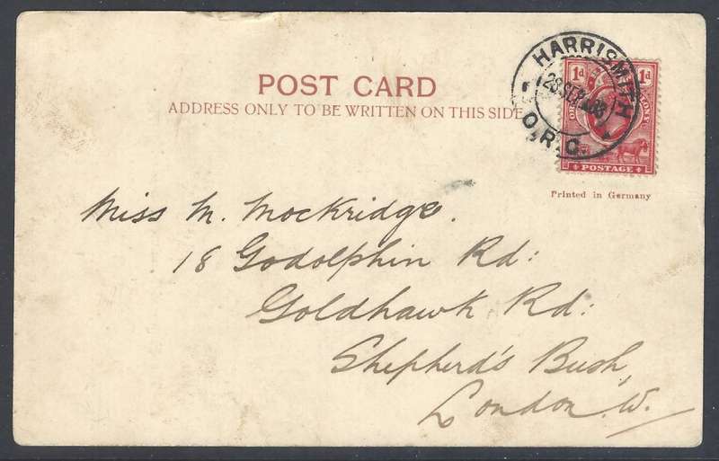 OFS: Scarce 1908 "SHANGANI PATROL" p/card HARRISMITH to LONDON. See below.