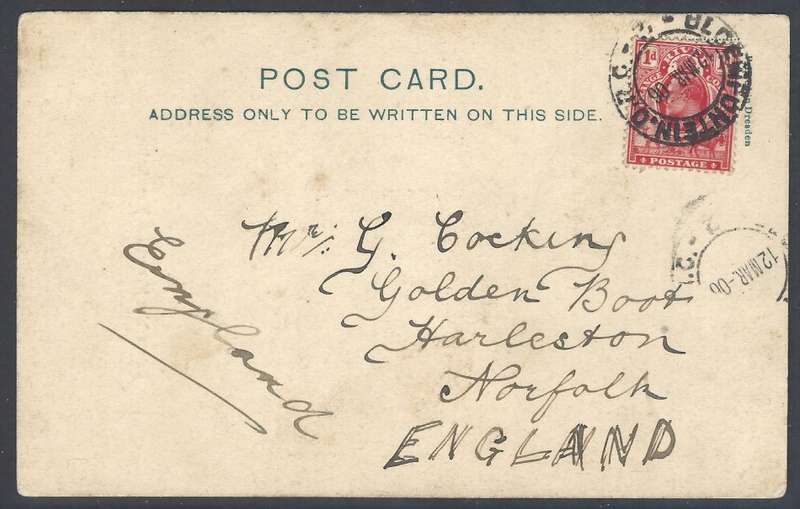OFS: 1906 Basuto War Memorial p/card BLOEMFONTEIN to NORFOLK. See below.