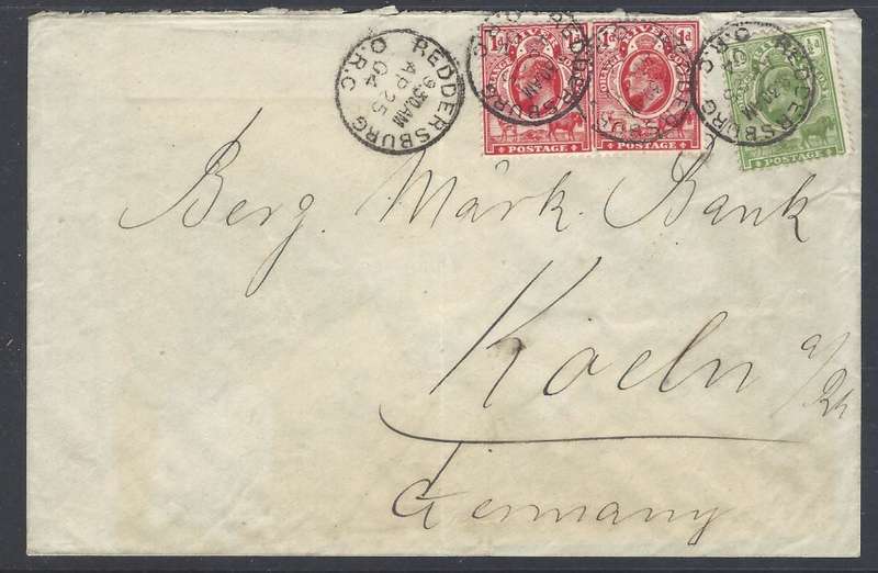 OFS (ORC) 1904 personalized stationery envelope REDDERSBURG/COLOGNE. See below.