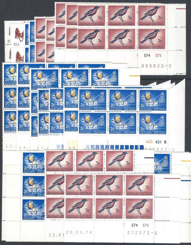 RSA 1972-74 no wmk. decimal definitive series set of 56 Cylinder Blocks superb MNH. See below.