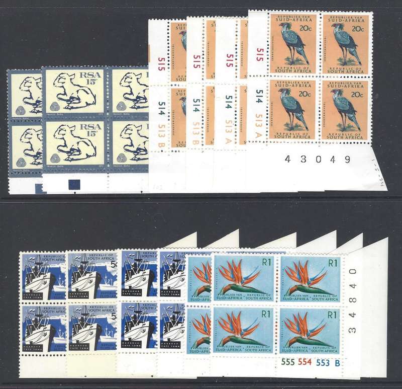 RSA 1972-74 no wmk. decimal definitive series set of 56 Cylinder Blocks superb MNH. See below.