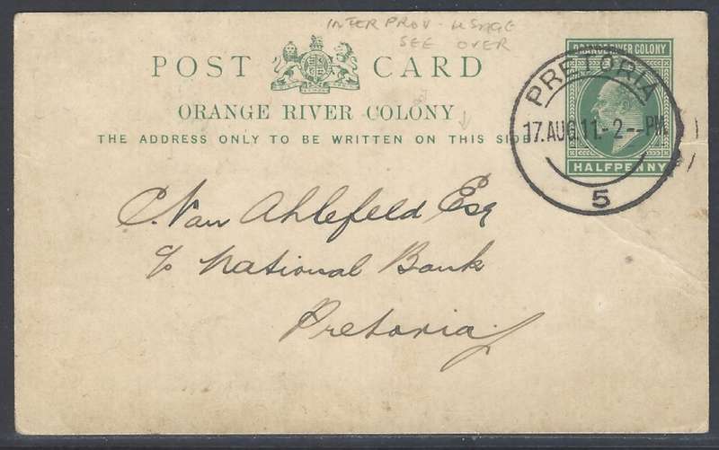 OFS/Transvaal Inter-provincial: Historic 1911 HARLEQUIN R.F.C. O.R.C. card/Pretoria. See below.