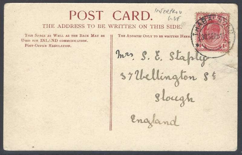 Cape/Transvaal Inter-provincial 1912 GAMTOOS RAIL BRIDGE p/card THABA NCHU/England. See below.