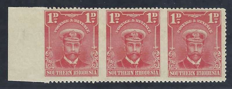 Rhodesia (Southern) 1924 Rarity: `IMPERFORATE VERTICALLY` strip of 3 VFM. SG 2aa/SACC 2g. See below.