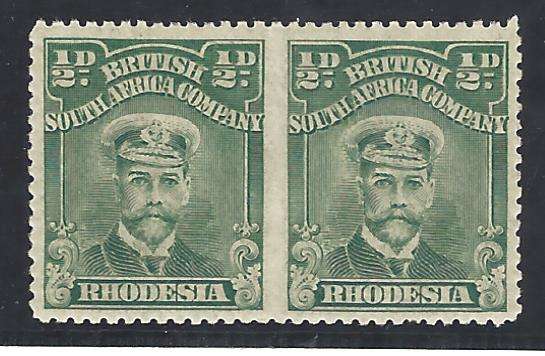 Rhodesia (BSAC) 1913-19 ` IMPERF BETWEEN HORIZONTAL PAIR` superb MNH. SACC 188a. See below