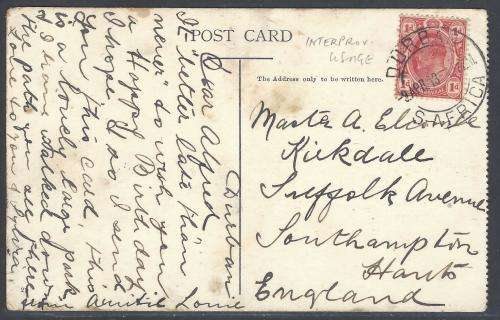 Natal/Transvaal Inter-provincial: Historic 1913 Albert Park card Durban/England. See below.