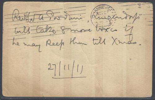 Transvaal/OFS Inter-provincial: 1911 ORC re-directed card Krugersdorp/Johannesburg. See below.