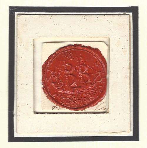 Cape c1795 Complete red wax seal of VOC Company with image of typical VOC ship.  See below.