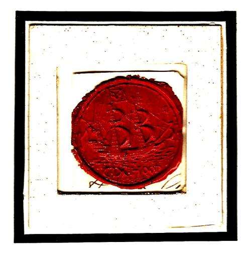 Cape c1795 Complete red wax seal of VOC Company with image of typical VOC ship.  See below.