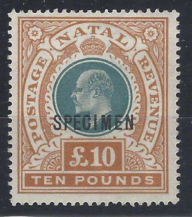 Natal 1902 £10 SPECIMEN superb MNH. SACC 127S. See below.