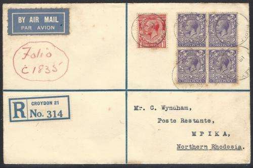 Rhodesia (Northern) 1932 Imperial Airways First regular flight Rurley/London/MPIKA. See below.