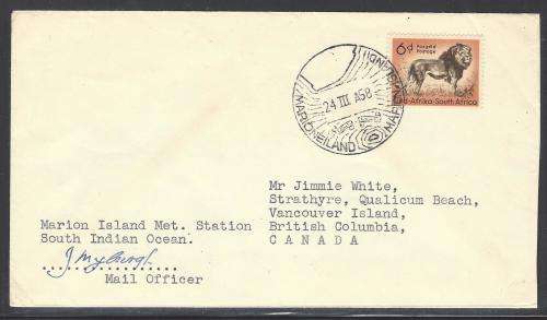 Union 1958 MARION ISLAND/VANCOUVER cover. Scarce. See below.
