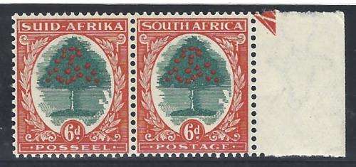 Union 1938 6d green & vermilion part ARROW Type II MNH. SACC 60a. See below.